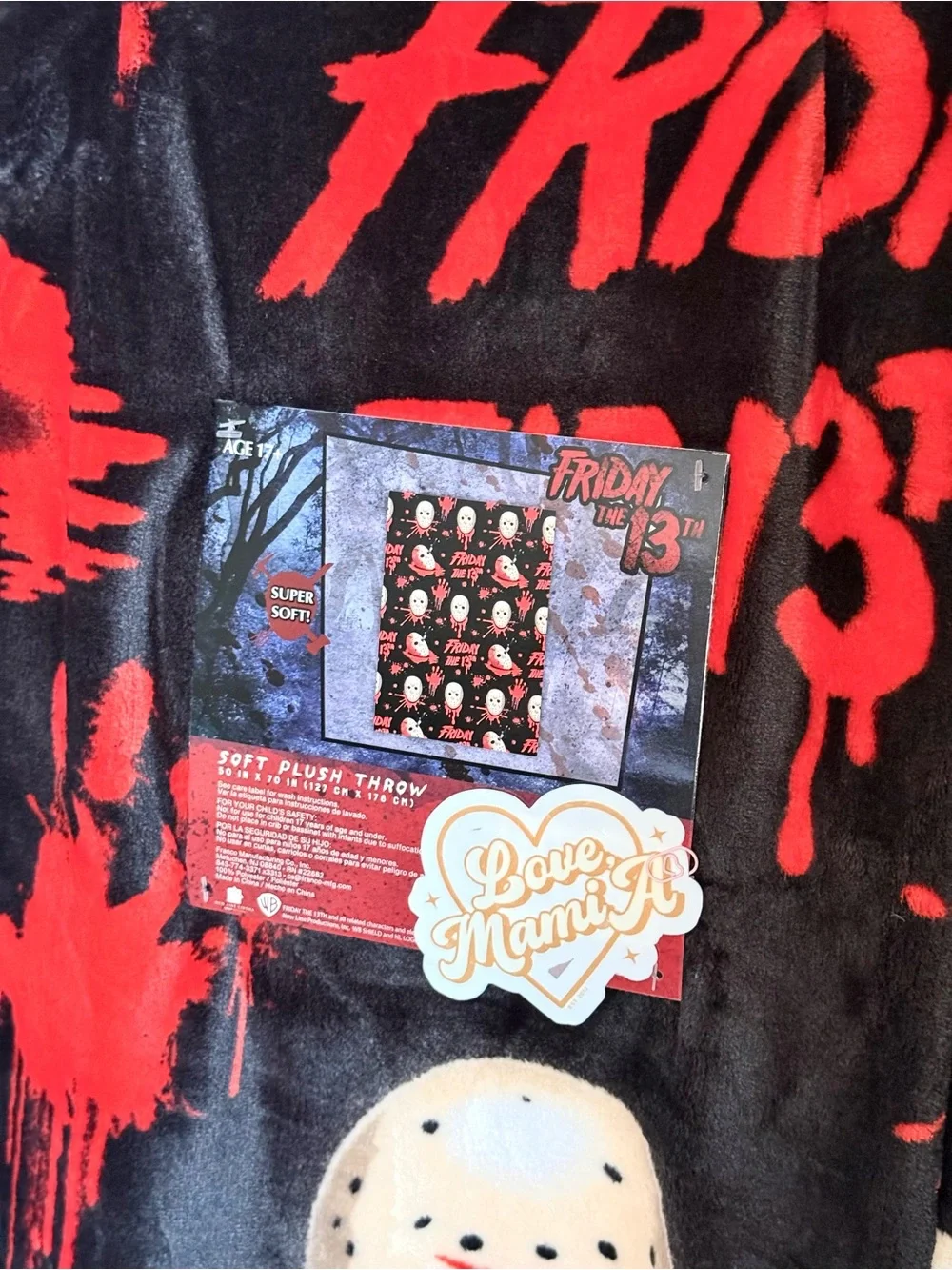 Friday the 13th Plush Throw Blanket - Black & Red Horror Design